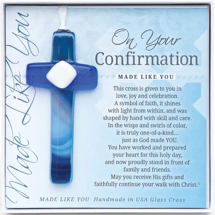 Confirmation Gift Cross For Boy: USA Handmade Glass