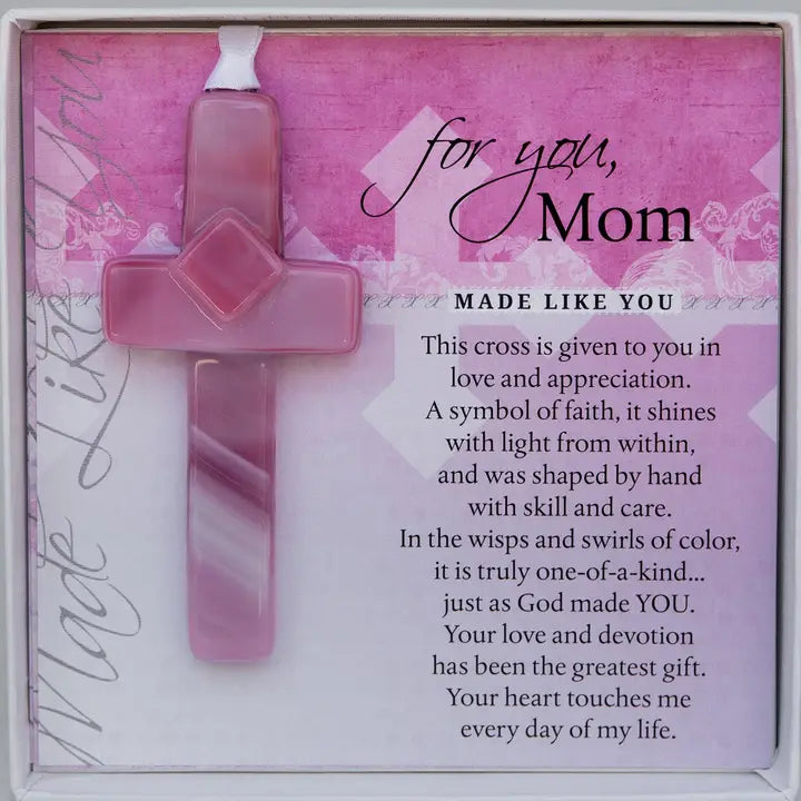 Mom Gift USA Handmade Glass Cross