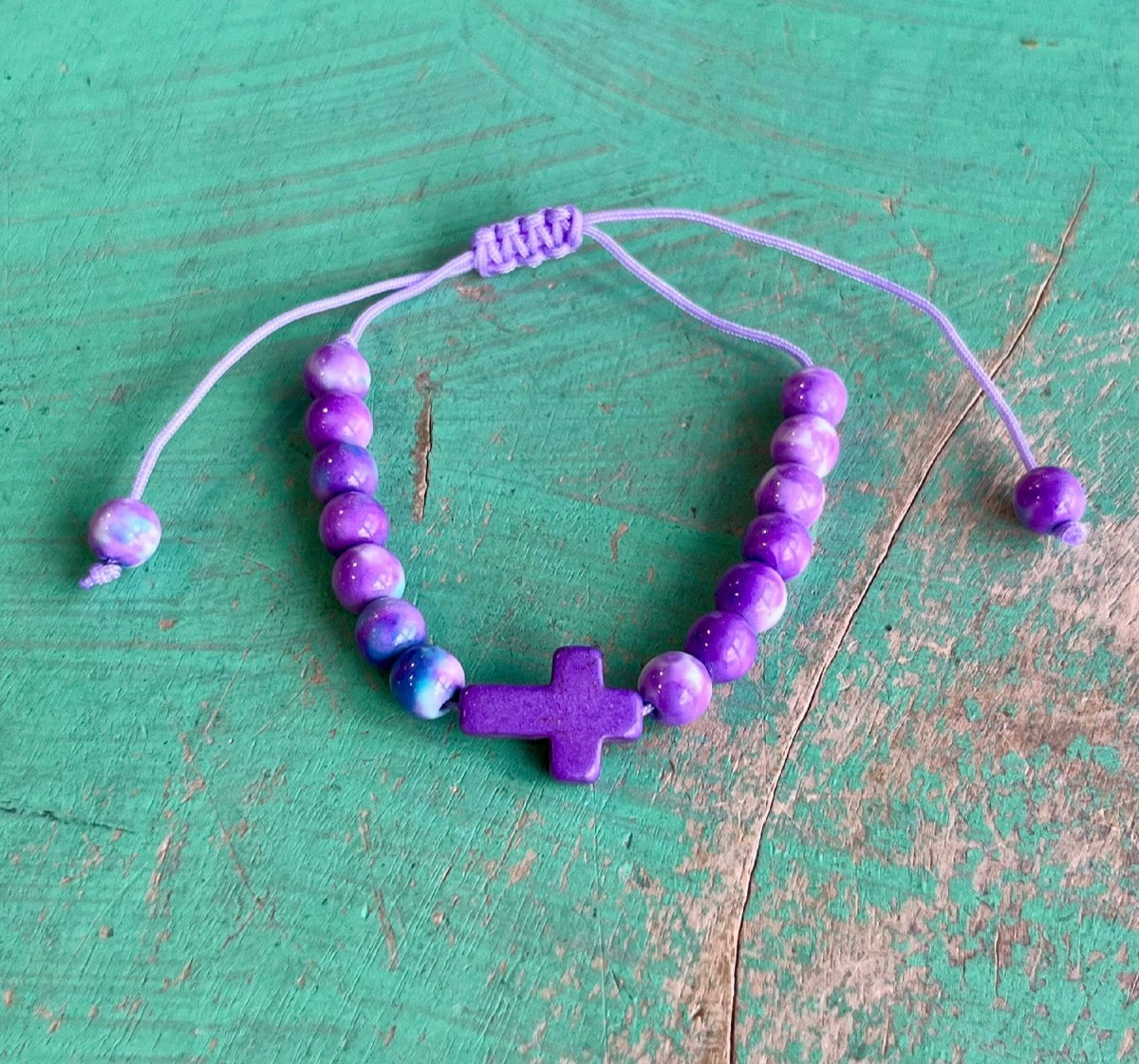 Adjustable Cross Marble Bead Bracelets