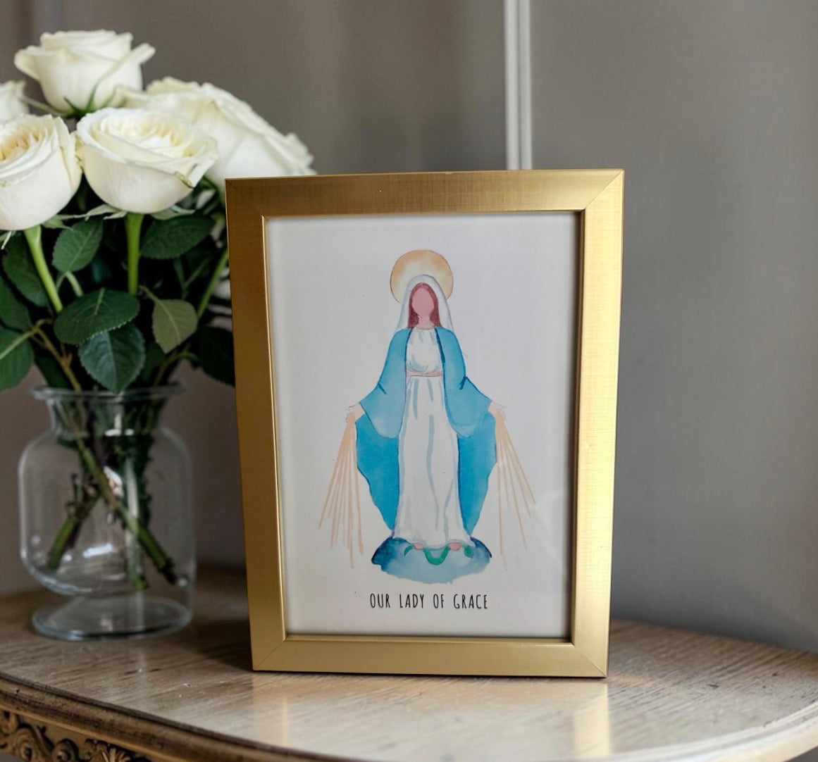 Marian Minis (2 options - Framed 5x7 - Mary Queen of Families and Our Lady of Grace