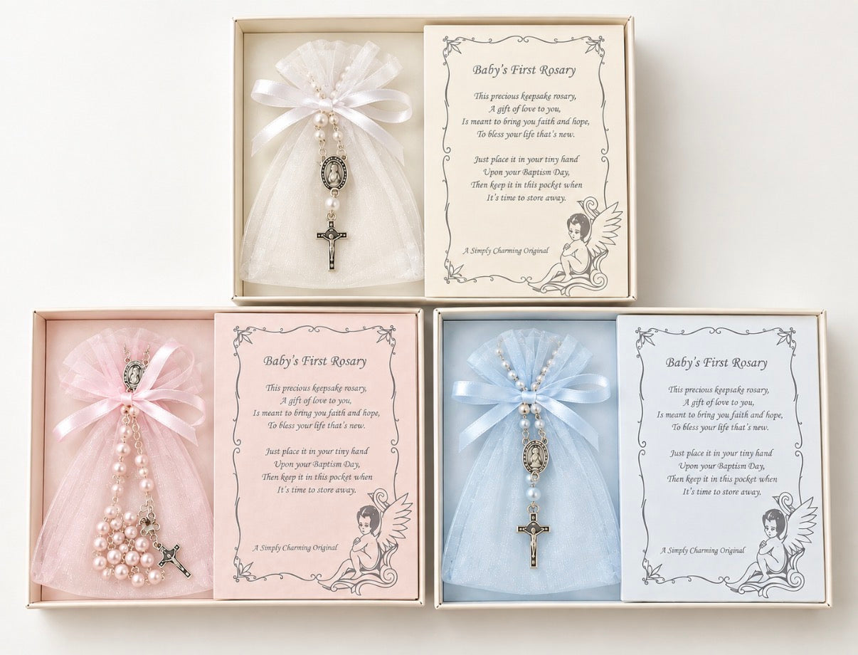 Baby's First Rosary in a Keepsake Box
