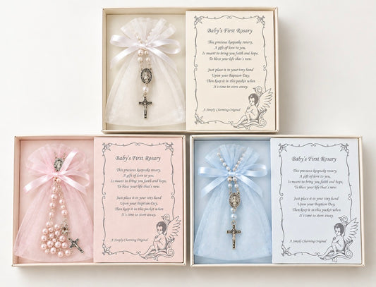 Baby's First Rosary in a Keepsake Box
