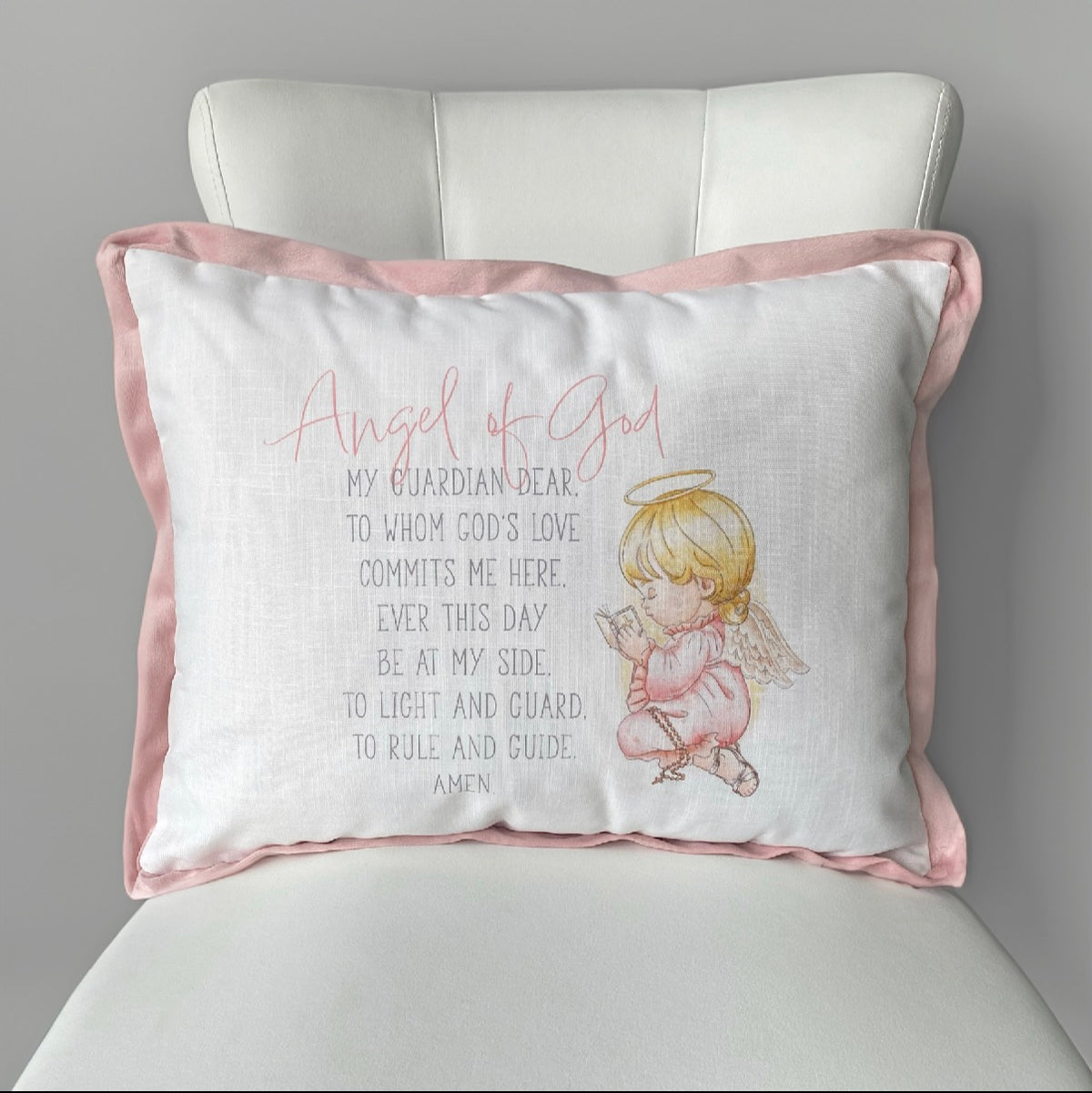 Guardian Angel Printed Pillow (Blue and Pink)