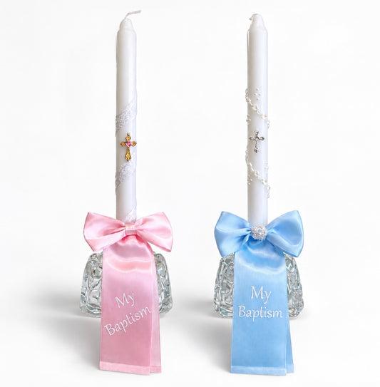 "My Baptism" Candle ~ Blue or Pink