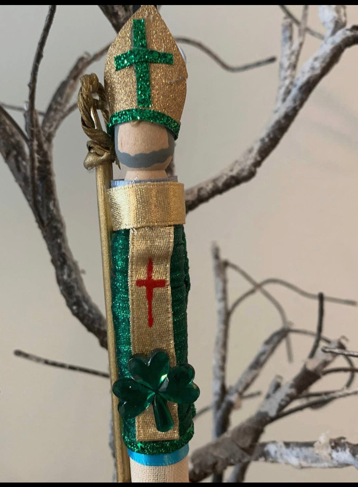 St Patrick Wooden Doll Ornament