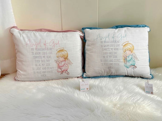Guardian Angel Printed Pillow (Blue and Pink)