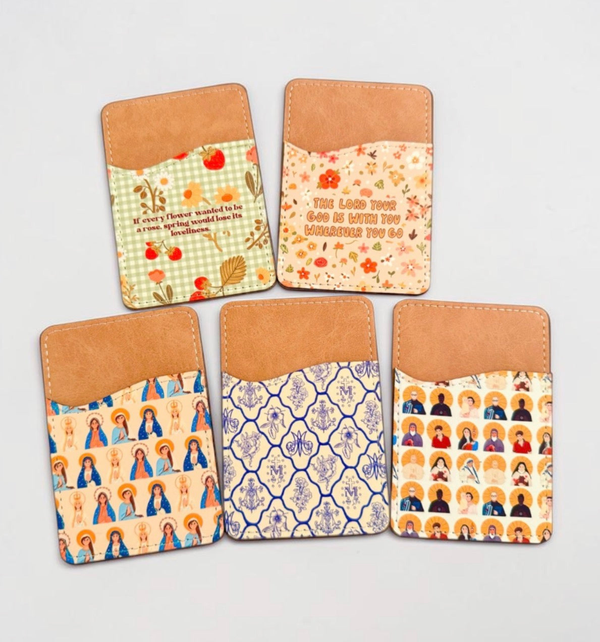 Religious Phone Wallets (Blessed Mother, Catholic Saints, Marian Royal Blue, St. Therese, The Lord is With You