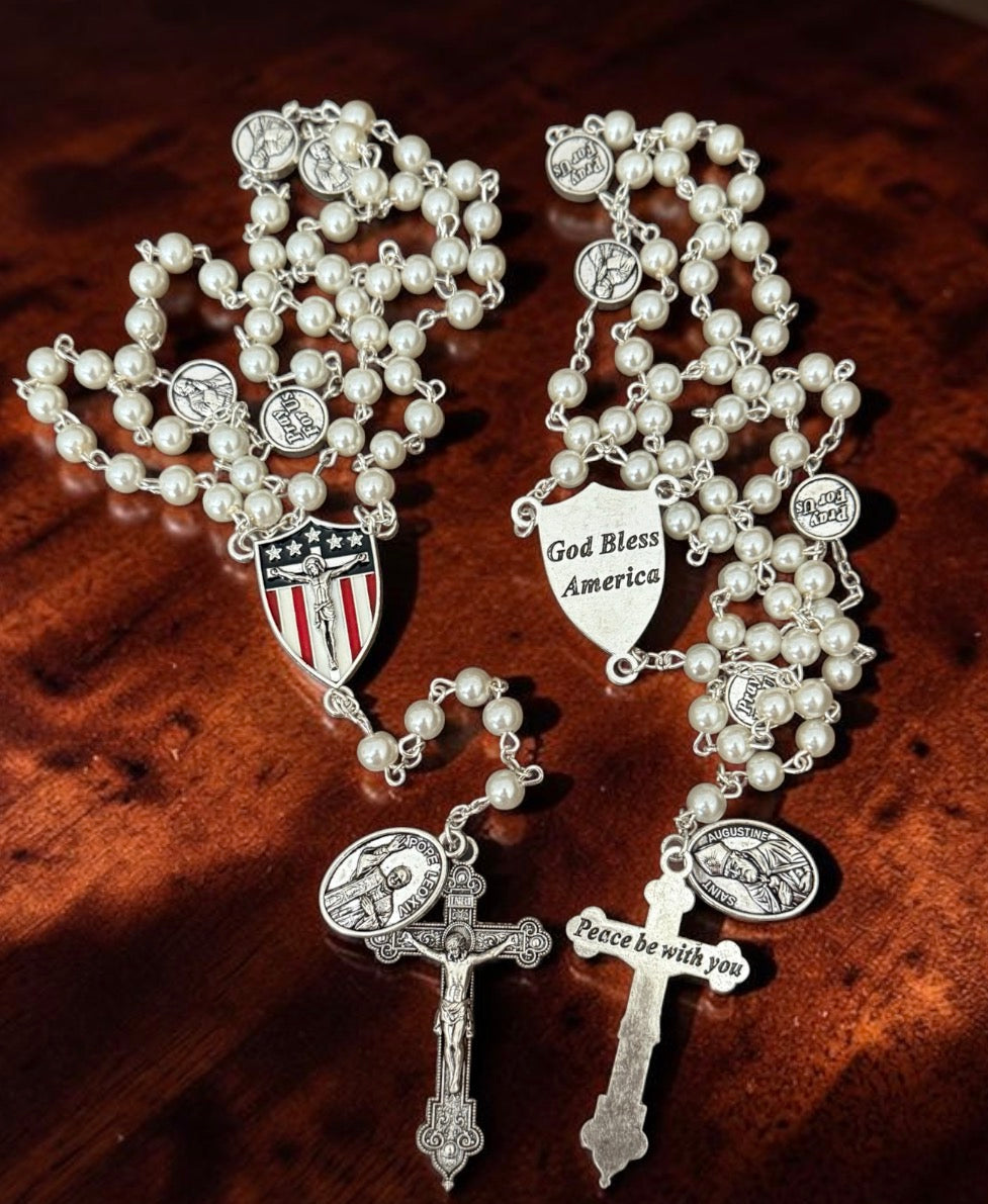 Pope Leo XIV Pearl Rosary