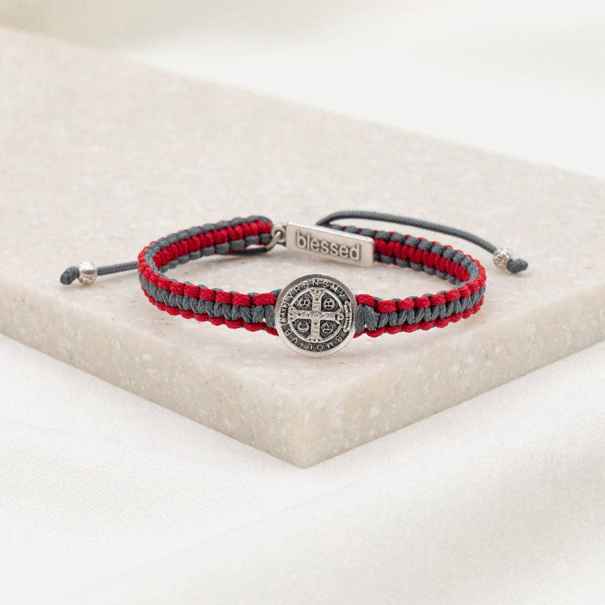 School Spirit Blessing Bracelets: Navy/Red/Silver