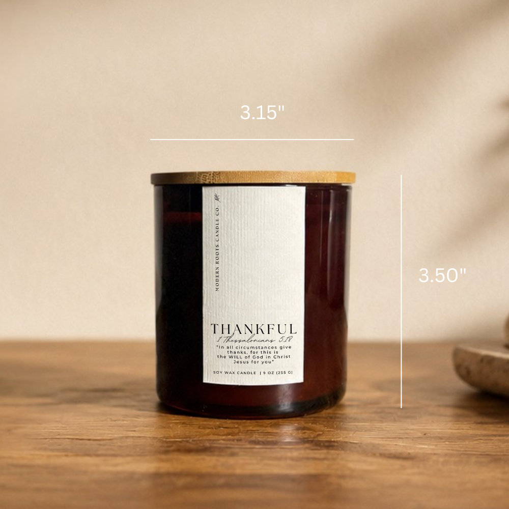 Thankful | Pumpkin Spice & Vanilla | 9oz Fall Candle: Natural Wood Lid