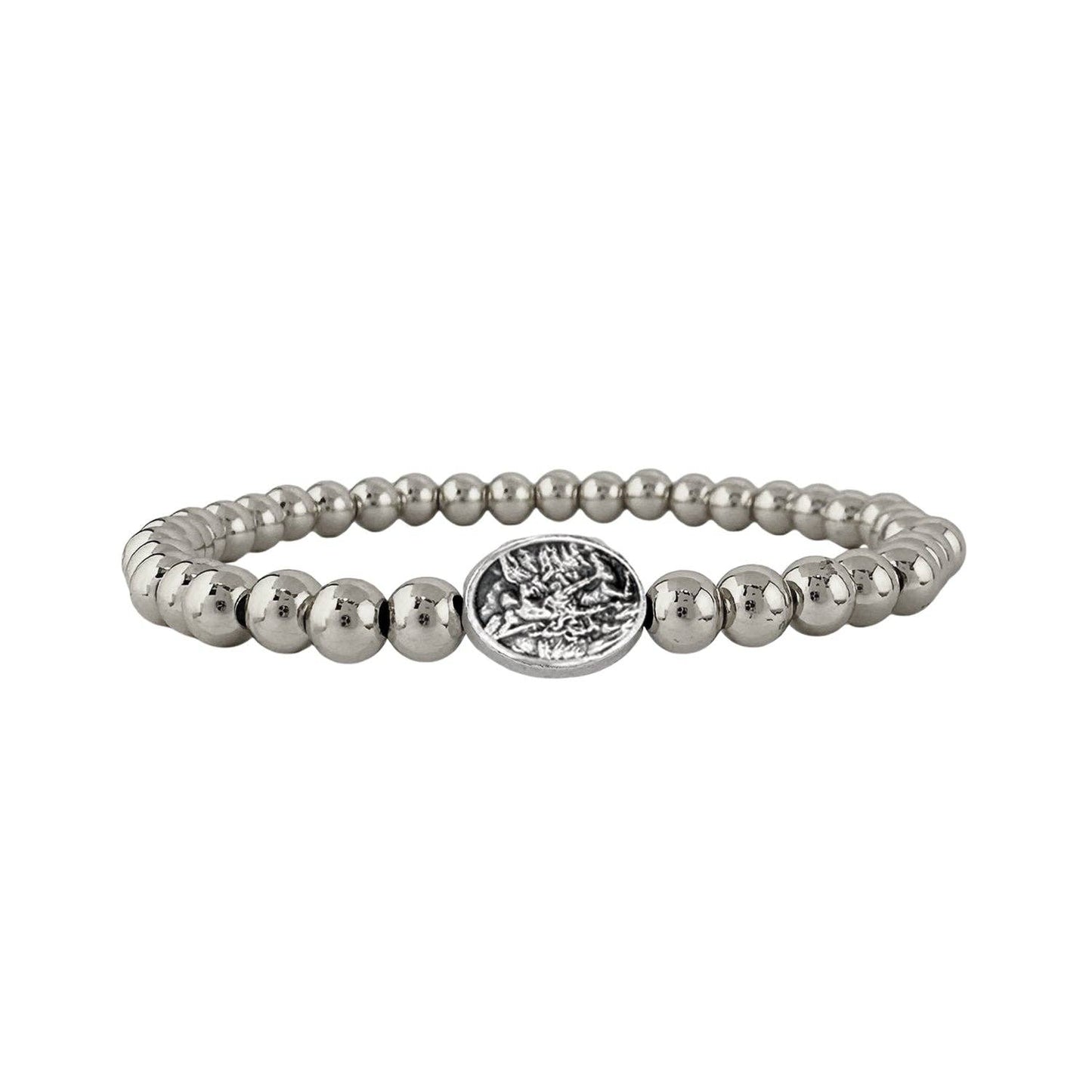 Subliminal Saint Michael The Archangel Stretch Bracelet: Gold and Silver
