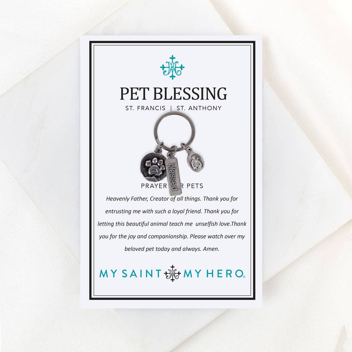 Saints Francis and Anthony Pet Blessing Tag: Gold Large