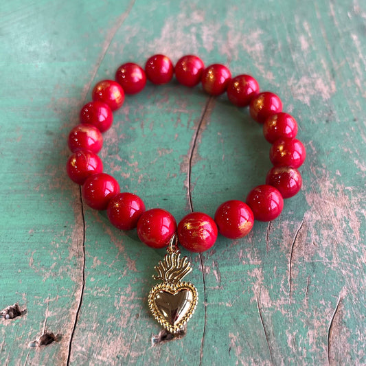 Royal Sacred Heart Bracelet: Red or White