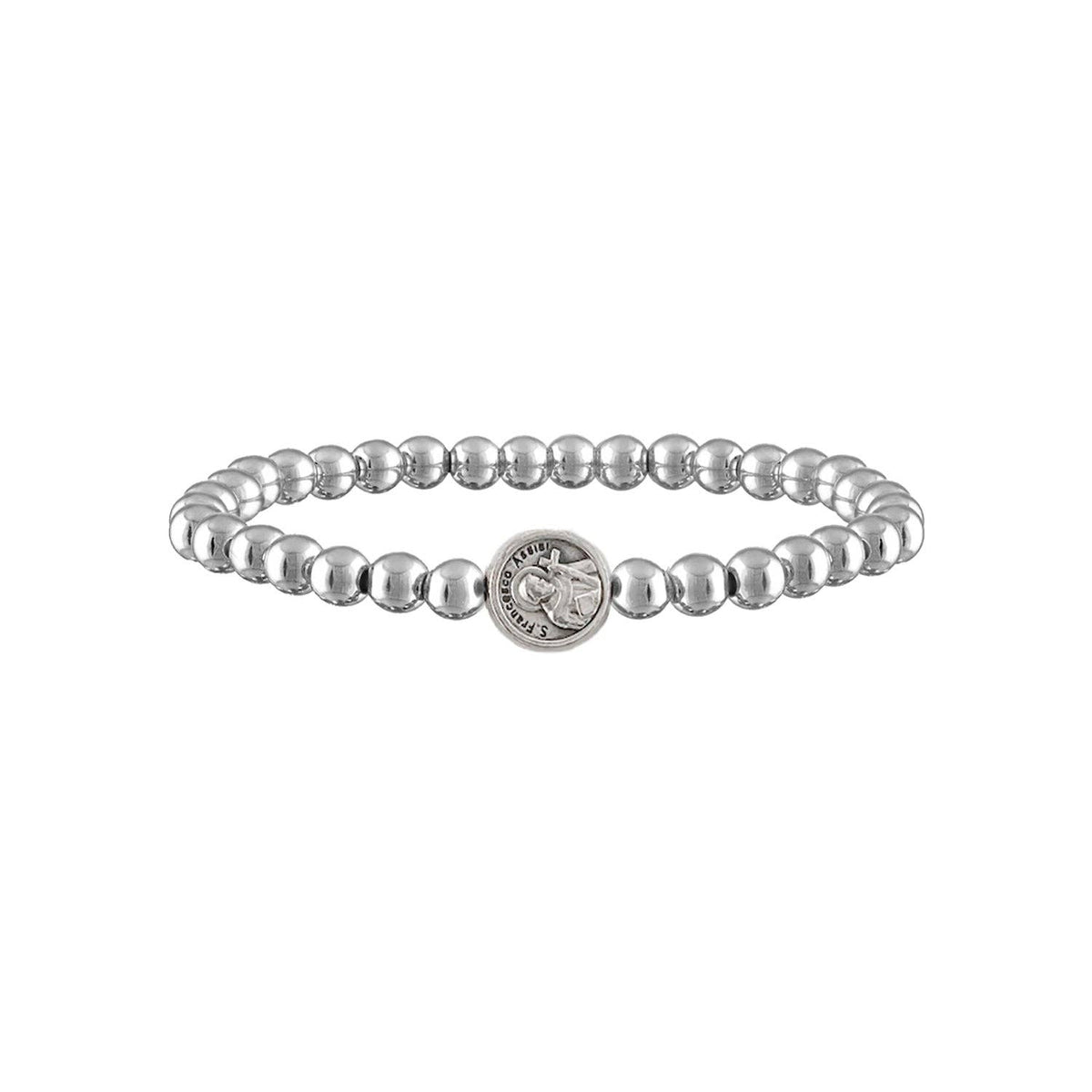 Subliminal Saint Francis Catholic Beaded Stretch Bracelet Prayer for Pets: Gold or Silver