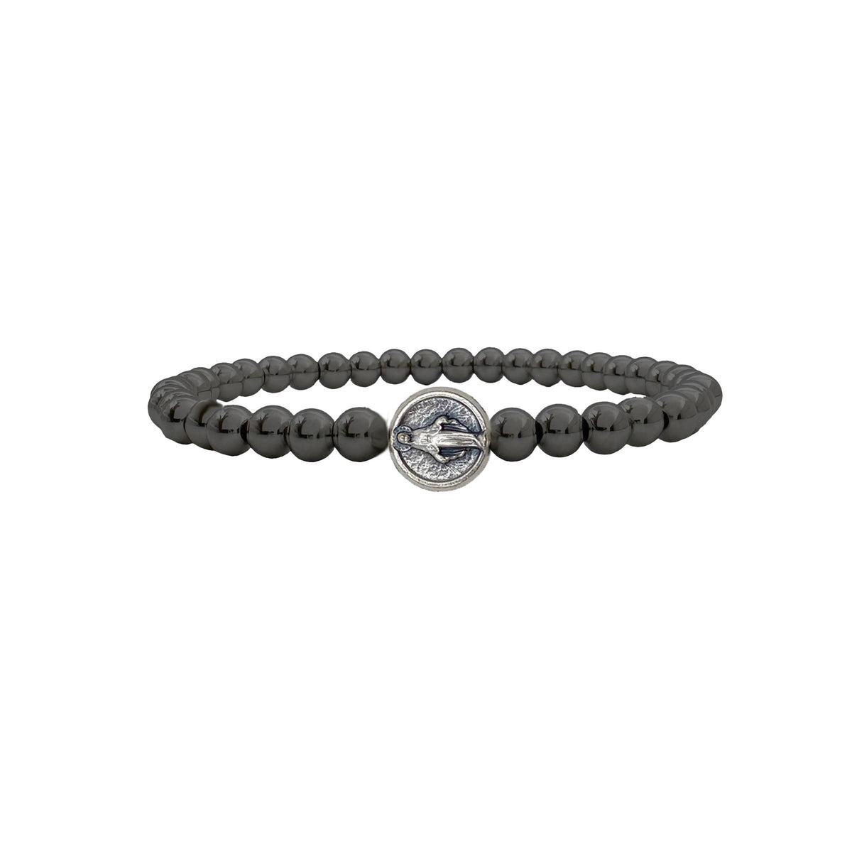 Subliminal Blessed Mother Miraculous Beaded Bracelet: Silver and Gold