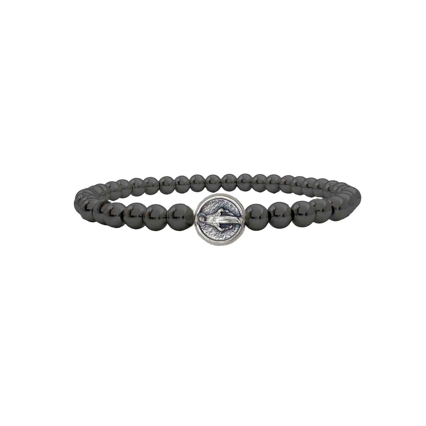 Subliminal Blessed Mother Miraculous Beaded Bracelet: Gold and Silver