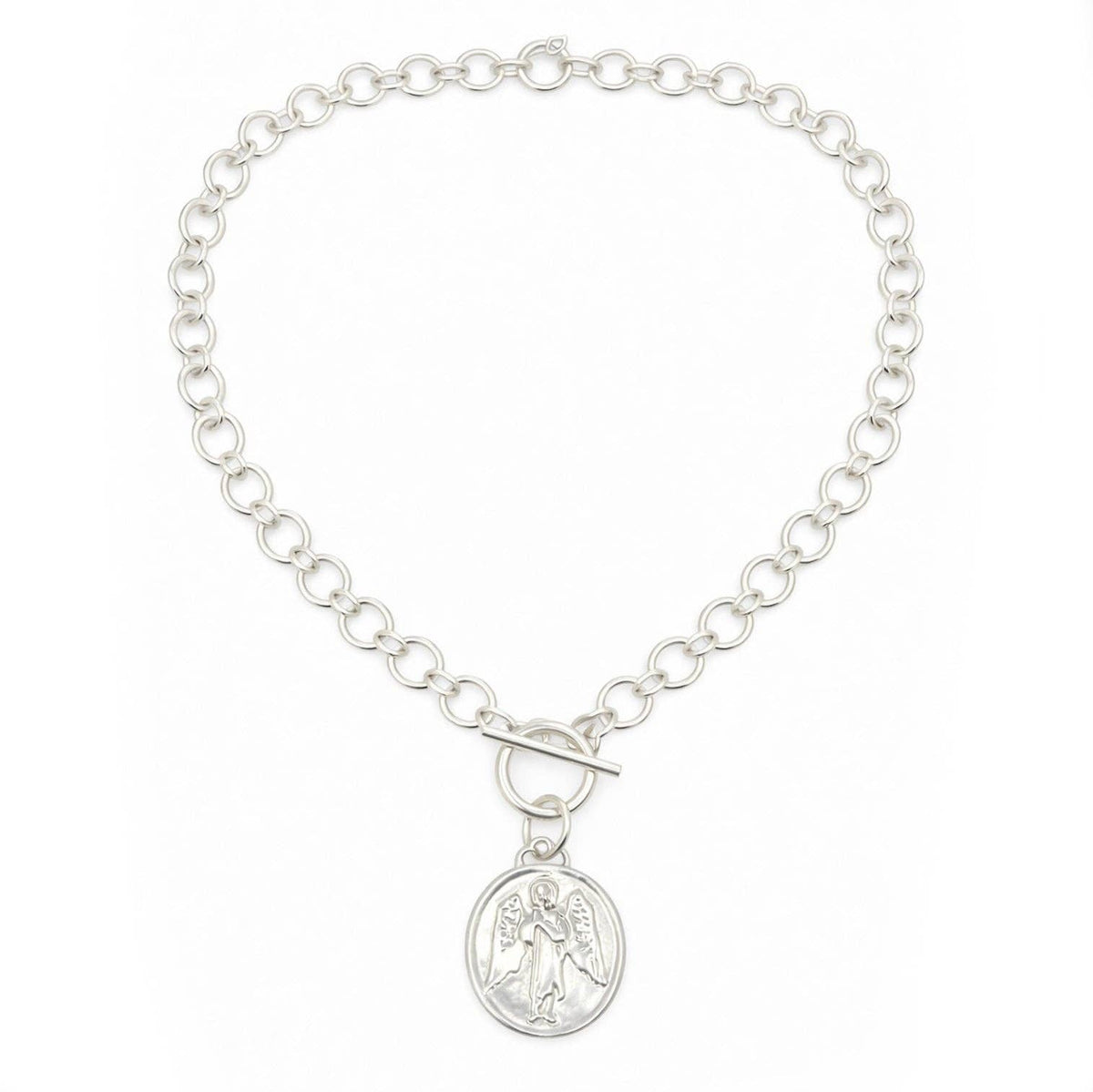 Heirloom Circle Loop Necklace with Silver Guardian Angel