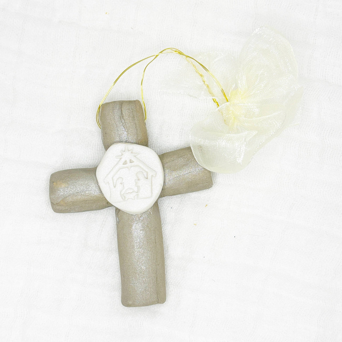Nativity Prayer Cross Ornament from the Well House