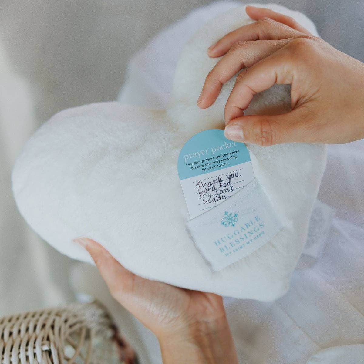 Huggable Weighted Prayer Pillow: White Heart