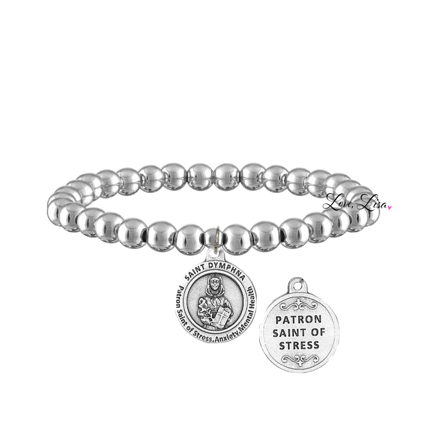 Saint Dymphna Stress & Anxiety Healing Bracelet: Gold or Silver