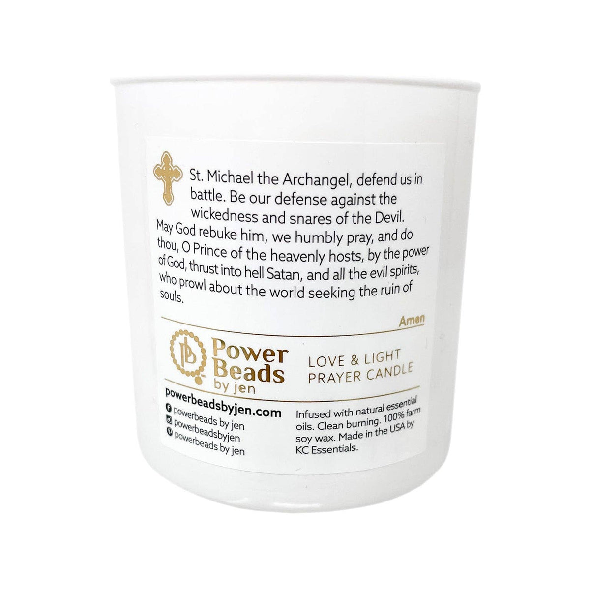 Love & Light Prayer Candle- St. Michael: Oak Moss & Amber/Black Coral & Moss