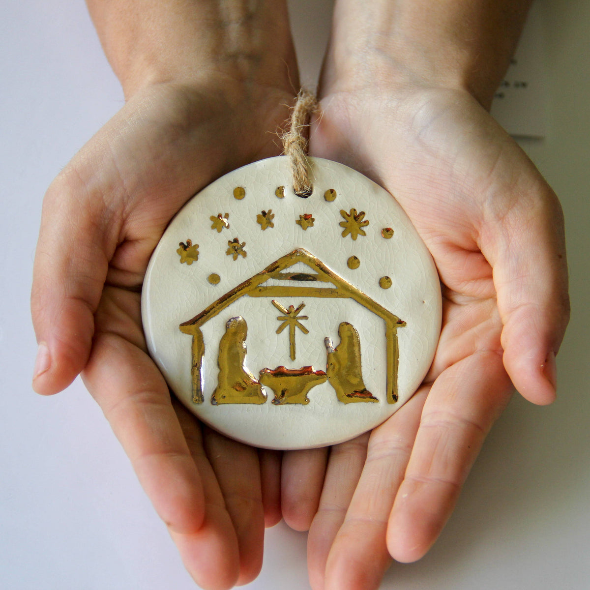 Gold Leaf Nativity Ornament - Prodigal Pottery
