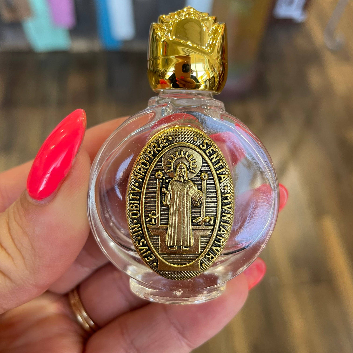 St. Benedict Glass Holy Water Bottle