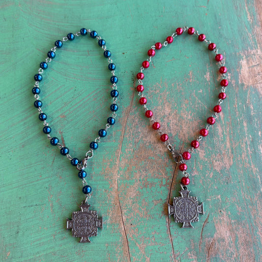 St Benedict Car, Purse or Door Blessing: Red or Blue