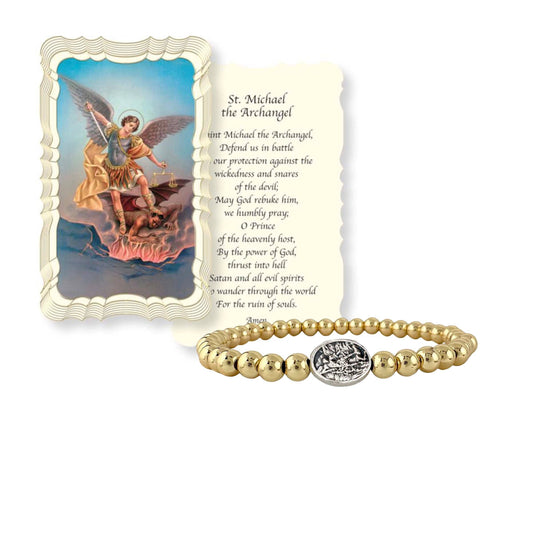 Subliminal Saint Michael The Archangel Stretch Bracelet: Silver or Gold