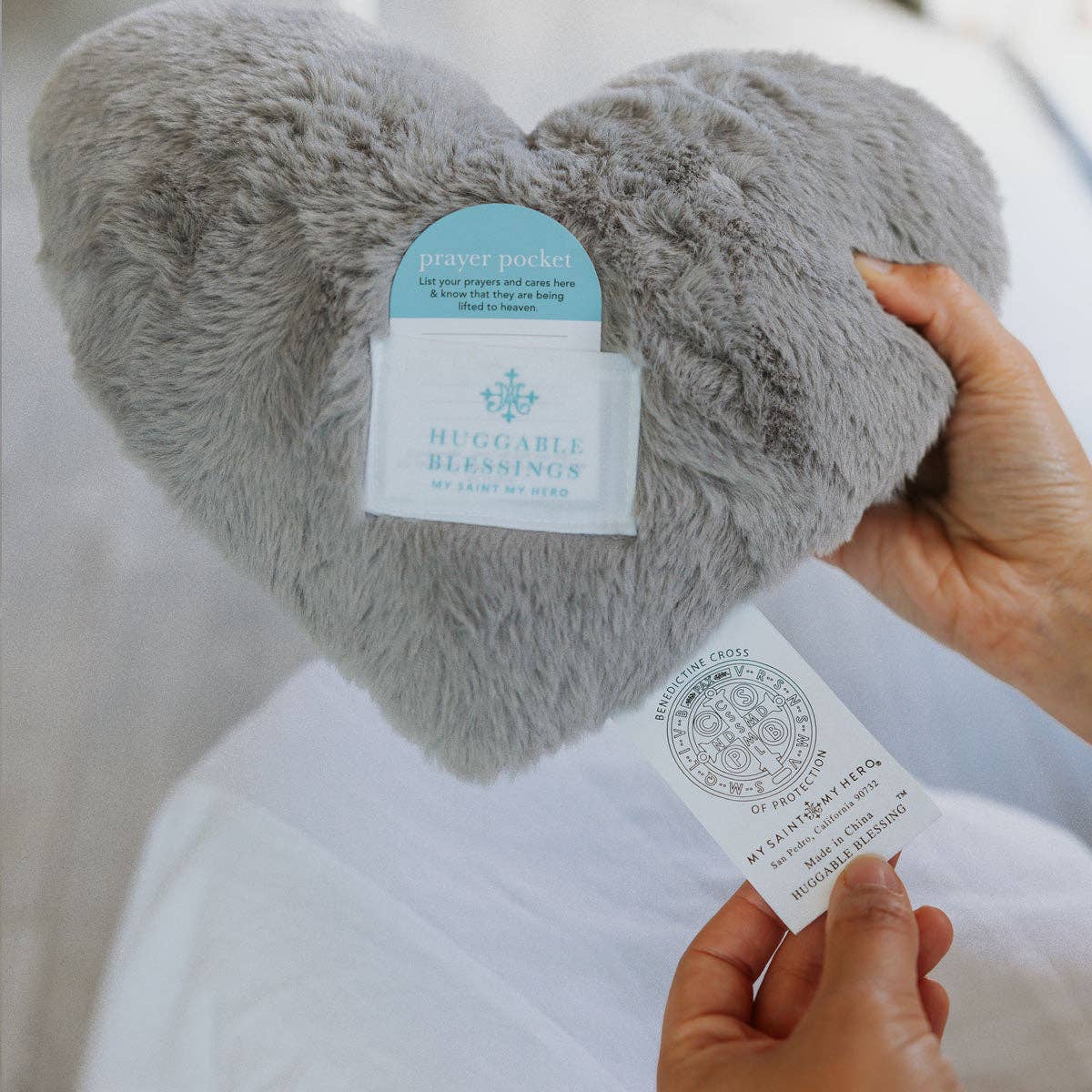 Huggable Weighted Prayer Pillow: Gray Cross