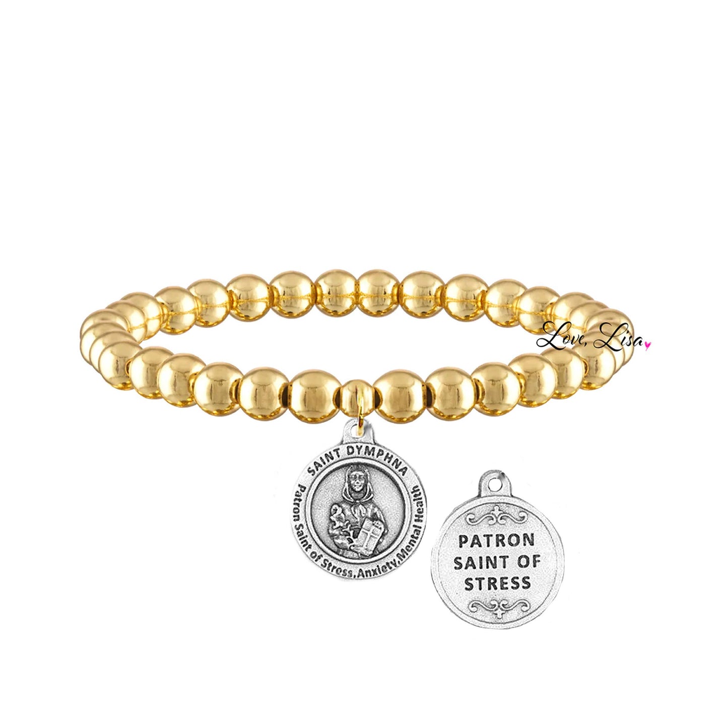 Saint Dymphna Stress & Anxiety Healing Bracelet: Gold or Silver