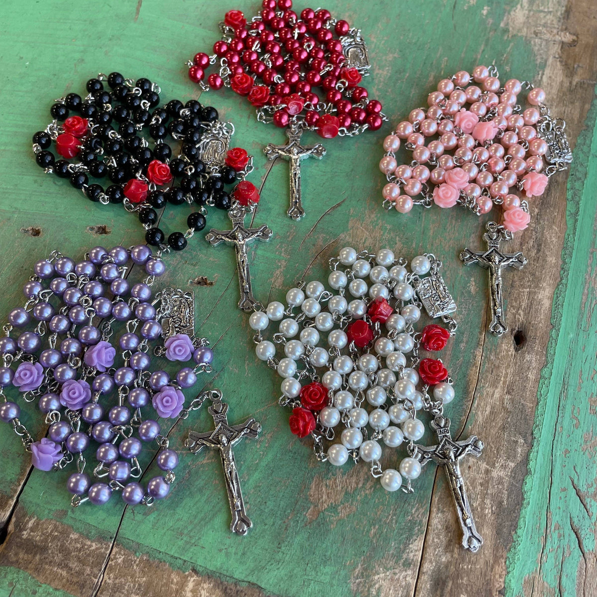 Mystical Rose Rosary: White