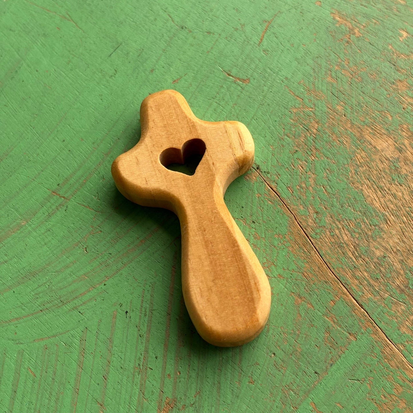 Comfort Palm Cross With Heart Cutout In Red Pouch