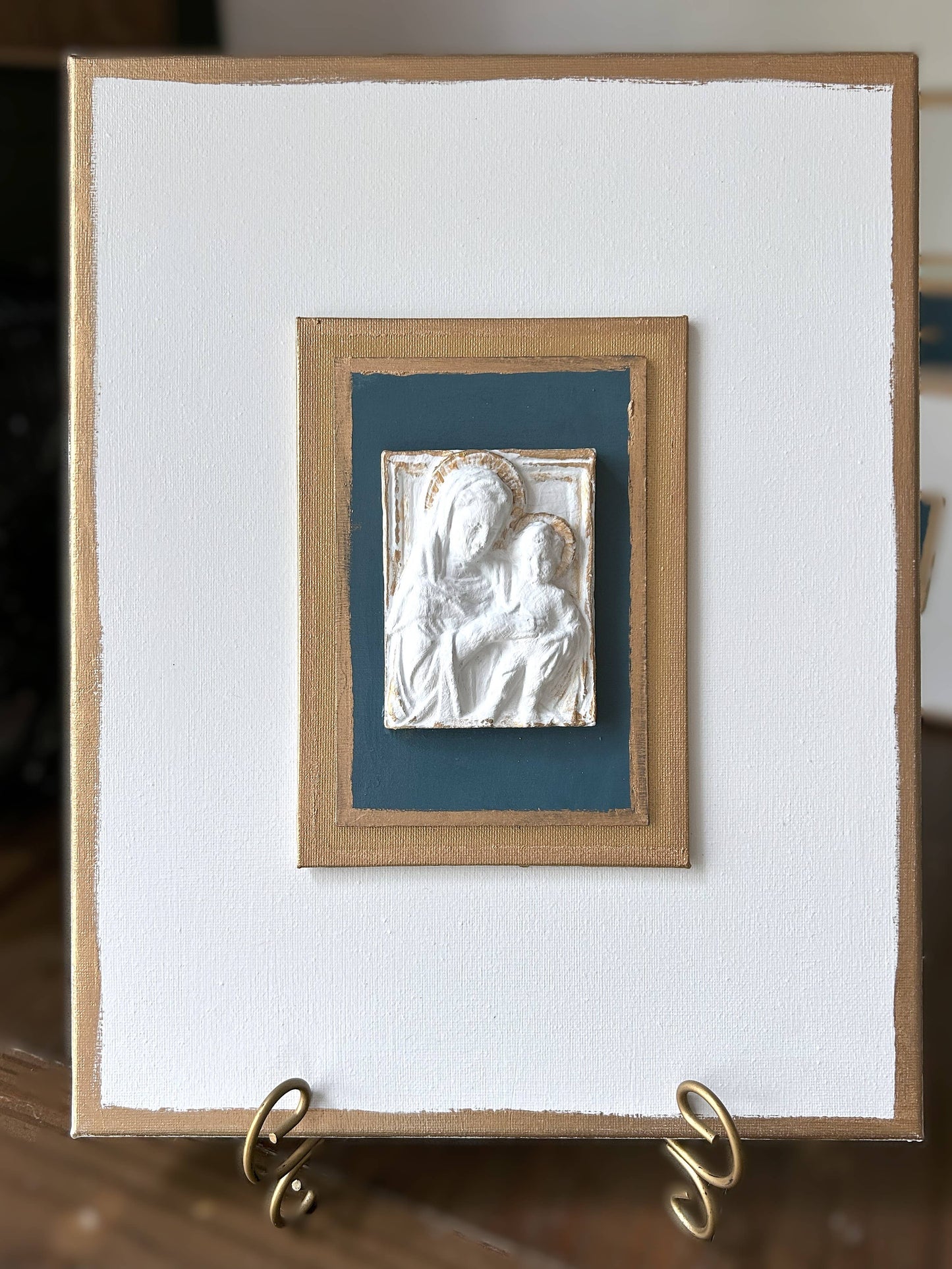 Nativity Intaglios | Christmas holiday holy family madonna : 8x10 gold nativity