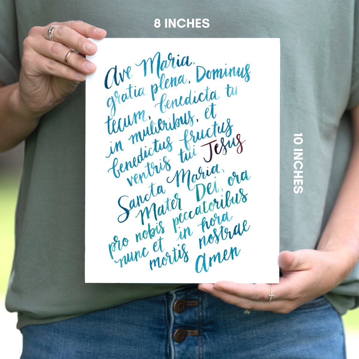 Ave Maria Watercolor Lettering Print: 5x7