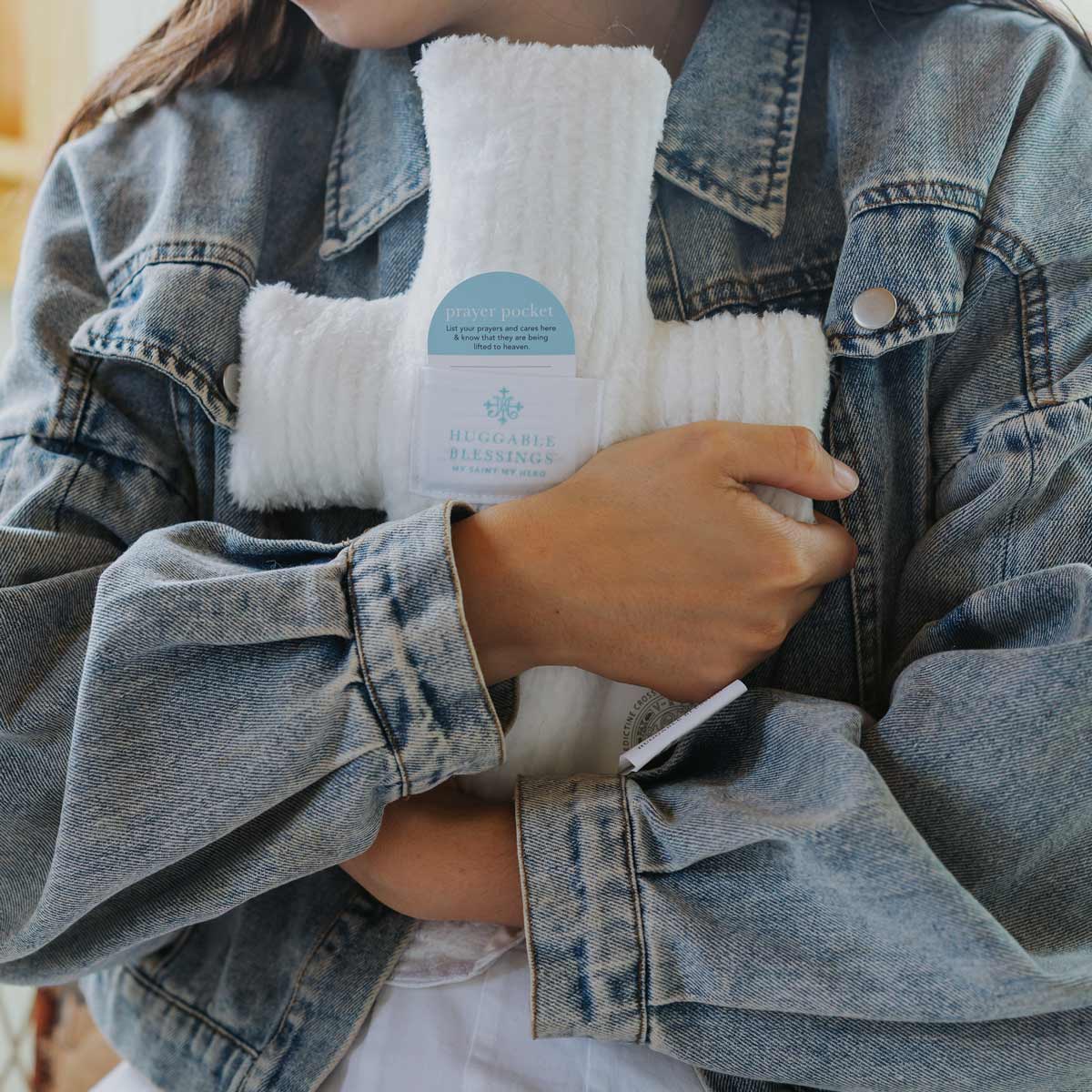 Huggable Weighted Prayer Pillow: White Cross
