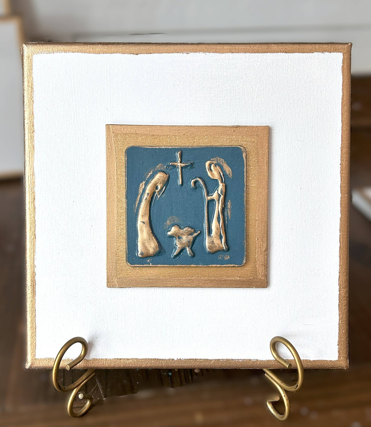 Nativity Intaglios | Christmas holiday holy family madonna : 8x8 modern nativity