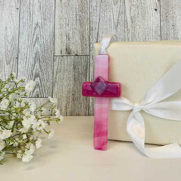 Confirmation Gift Cross For Girl: USA Handmade Glass