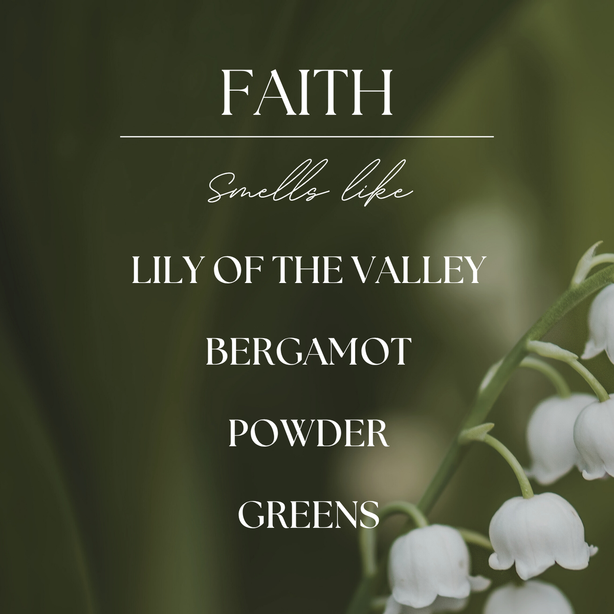 Faith | Lily & Bergamot | 9 oz. Clear Jar Soy Candle: Asher White Pine Lid