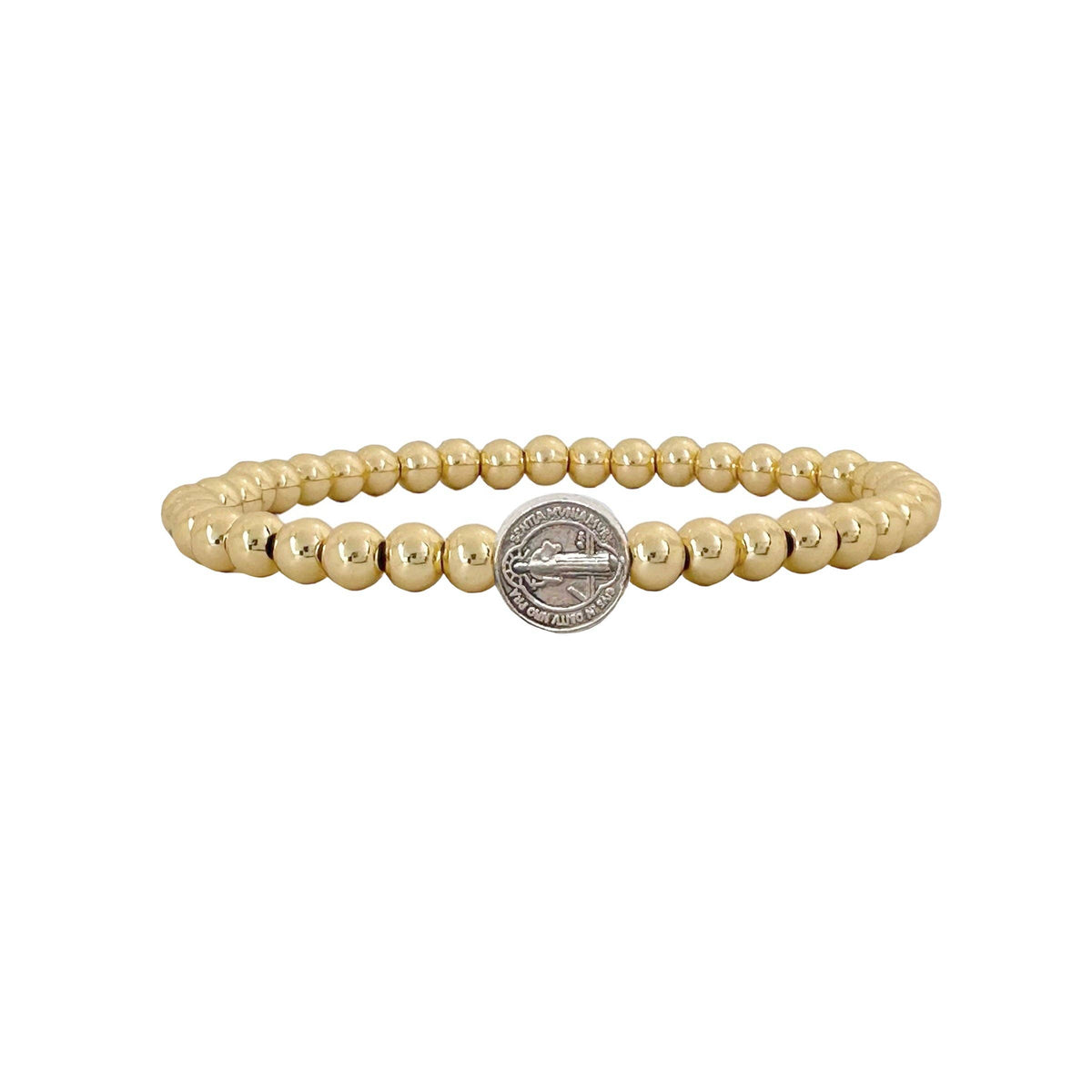 Subliminal Saint Francis Catholic Beaded Stretch Bracelet Prayer for Pets: Gold or Silver