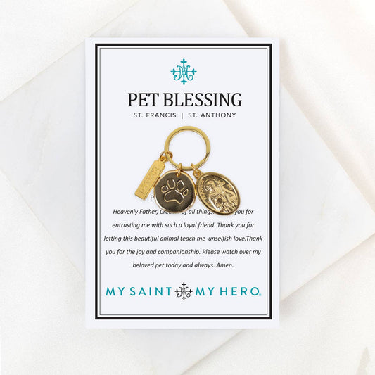 Saints Francis and Anthony Pet Blessing Tag: Gold Large